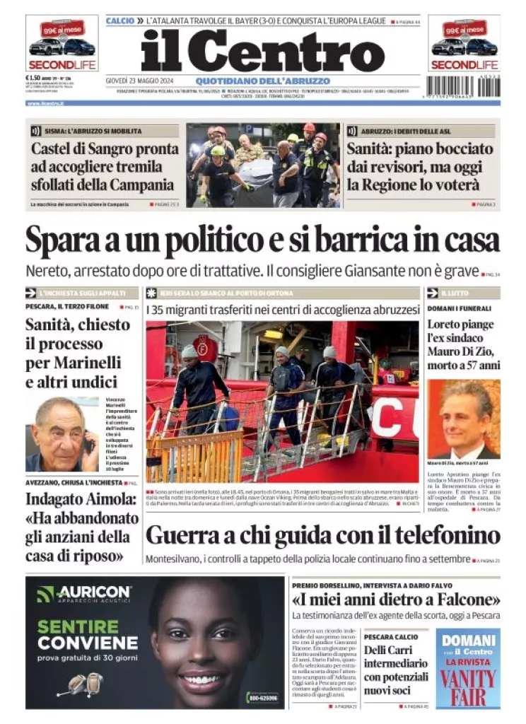 Prima-pagina-il centro-oggi-edizione-del-2024-05-23